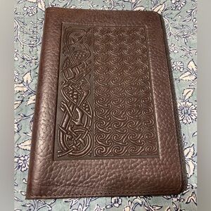 Celtic leather brown embossed journal or planner cover.